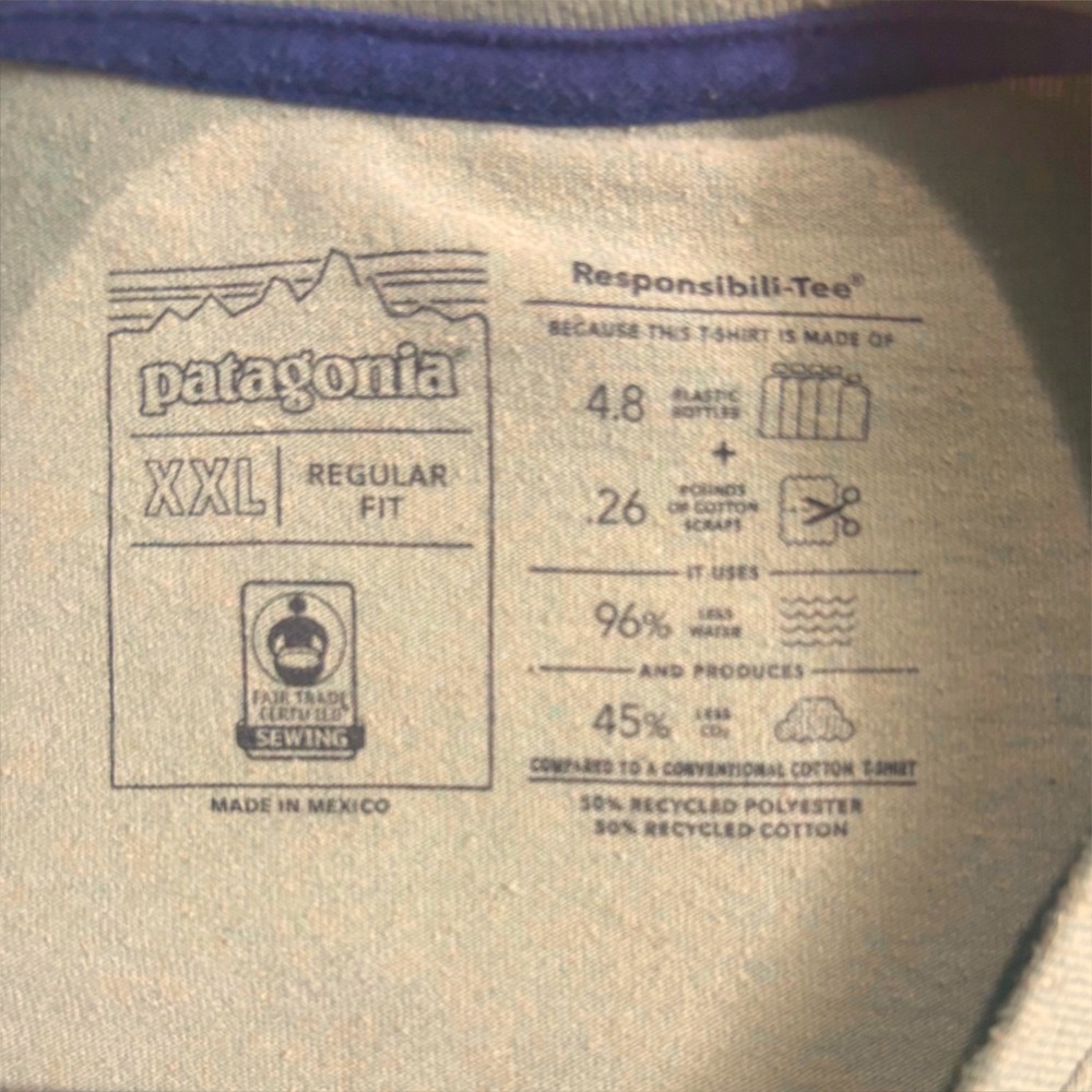 Patagonia Responsibili-Tee Long Sleeve Shirt Sage Green P-6 Logo XXL Mens - Picture 4 of 6